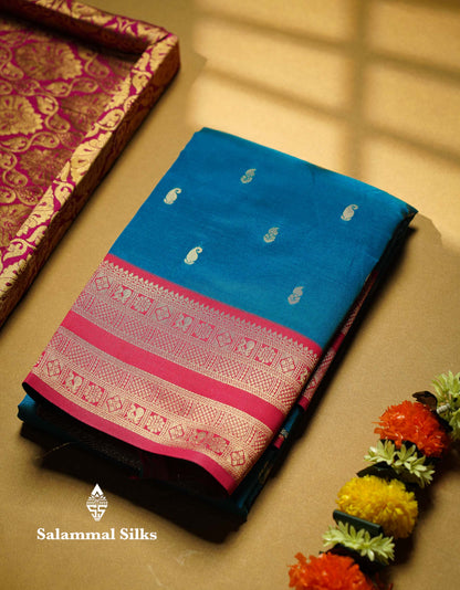 Beautiful Rexona Green Small Semi Silk Fancy Saree With Traditional Bottle Green Border