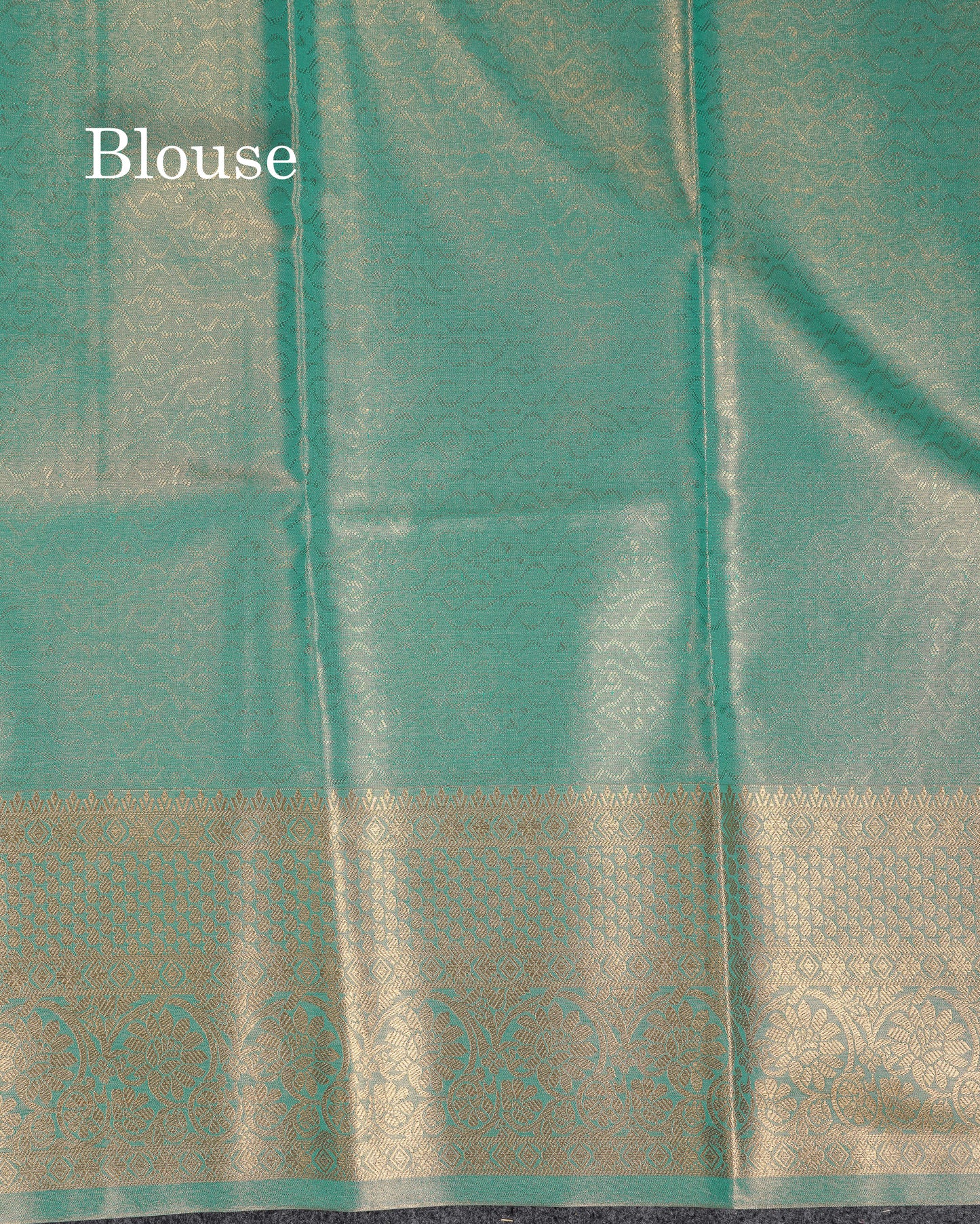 Beautiful Sapphire Green Tissue Semi Silk Saree With Traditional Evening Morning Border