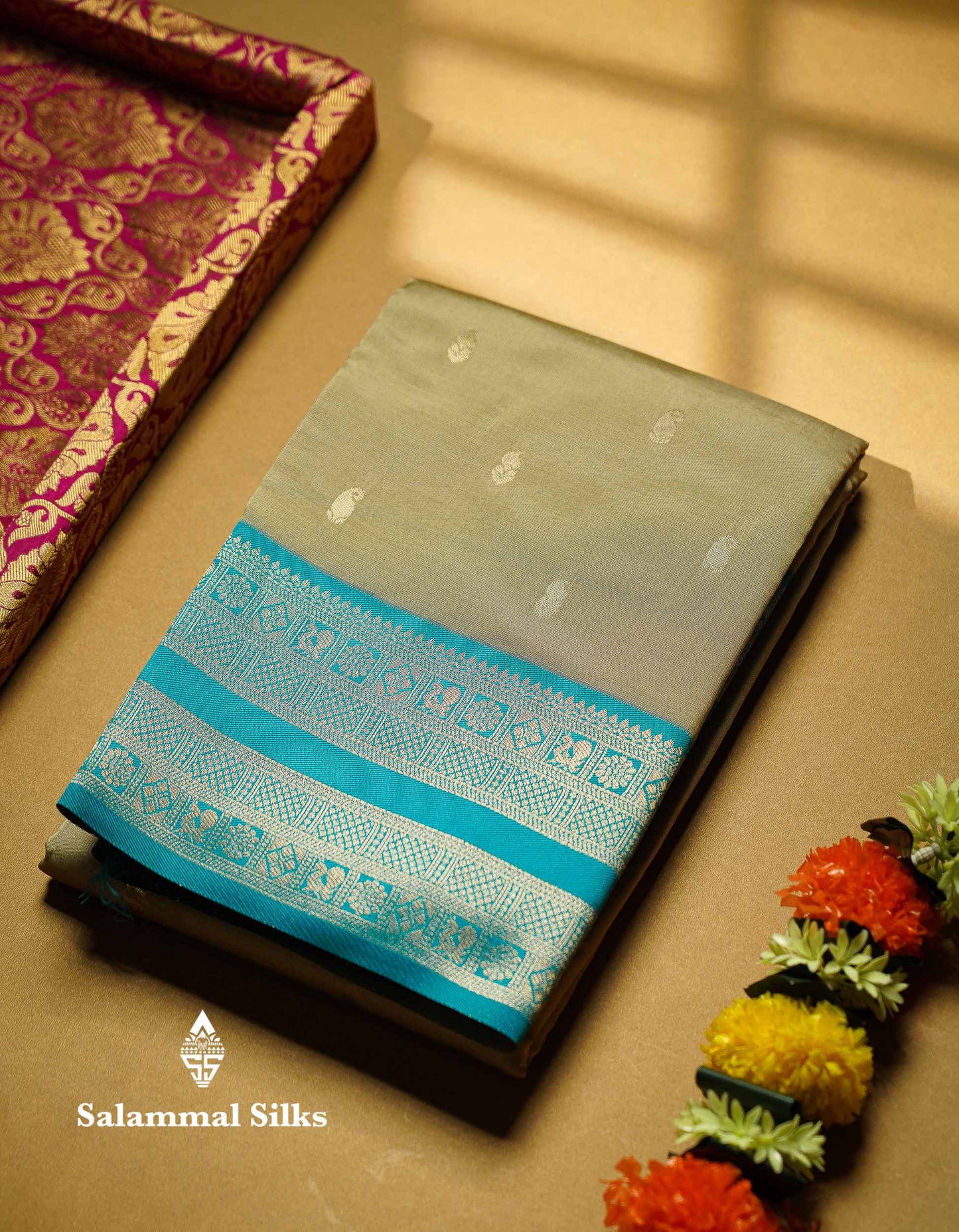 Beautiful Rexona Green Small Semi Silk Fancy Saree With Traditional Bottle Green Border