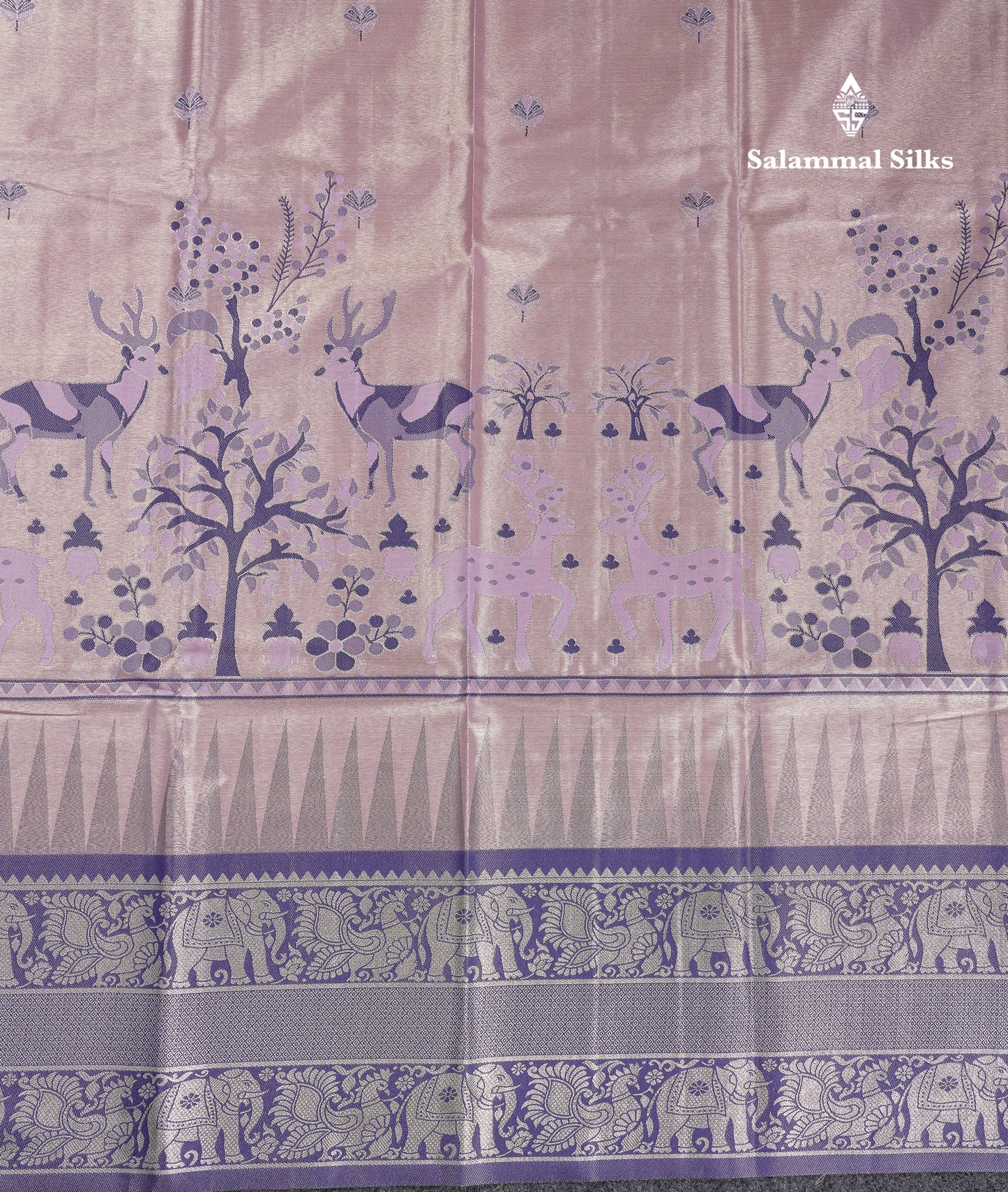 Beautiful Onion Pink Menakari Work Tissue Semi Silk Saree With Contrast Saffire Green Traditional Evening Morning Temple Border