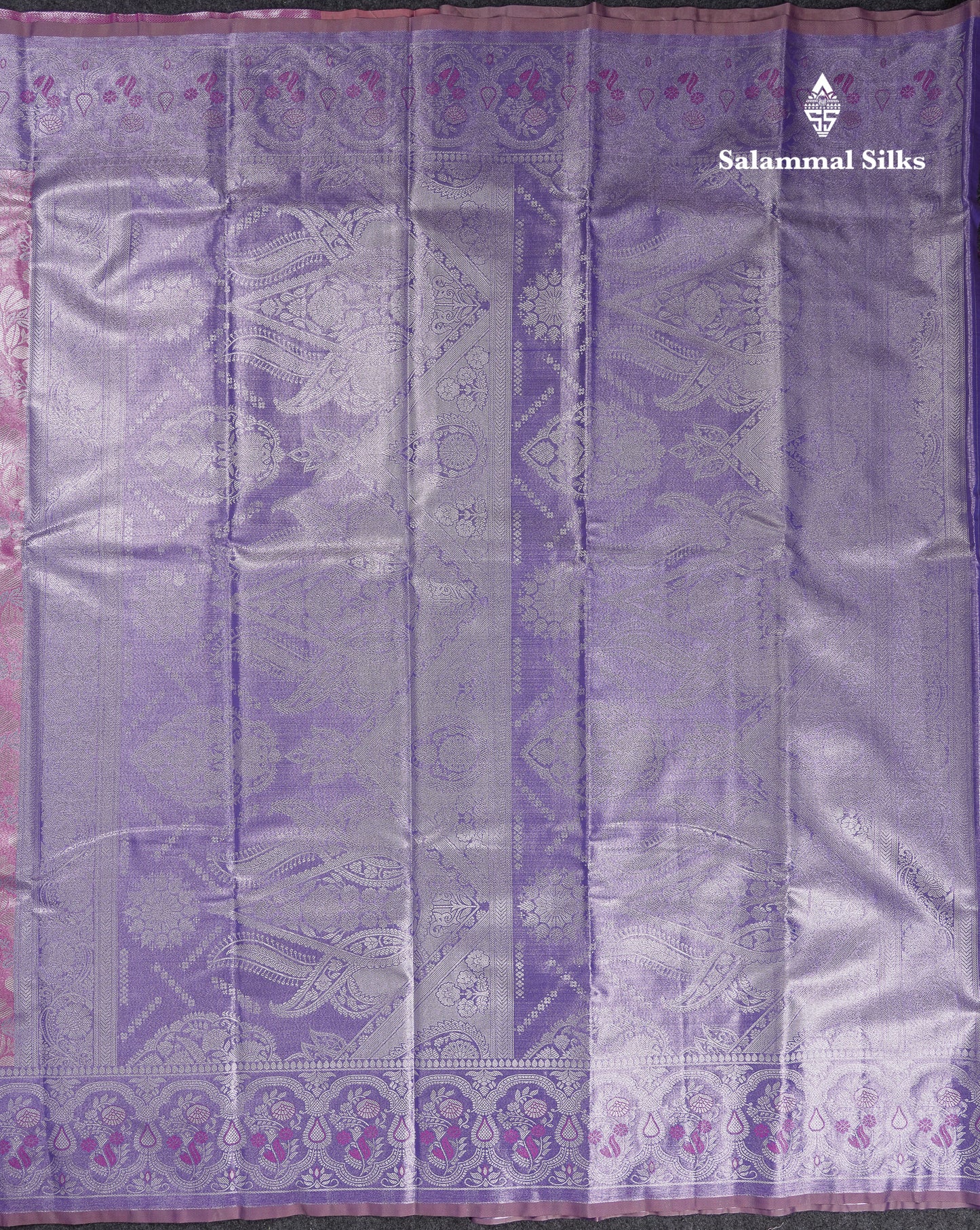 Beautiful Light Lavender Tissue Semi Silk Saree With Contrast Pink Blouse
