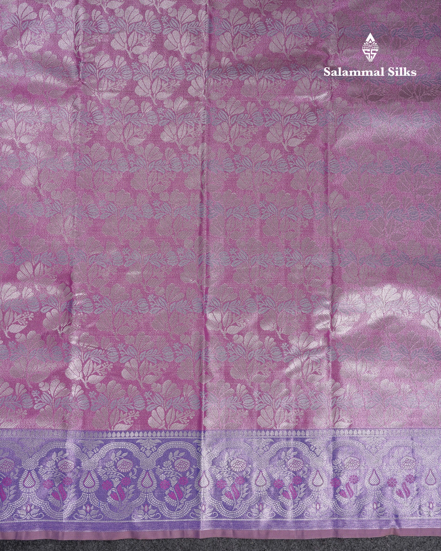 Beautiful Light Lavender Tissue Semi Silk Saree With Contrast Pink Blouse