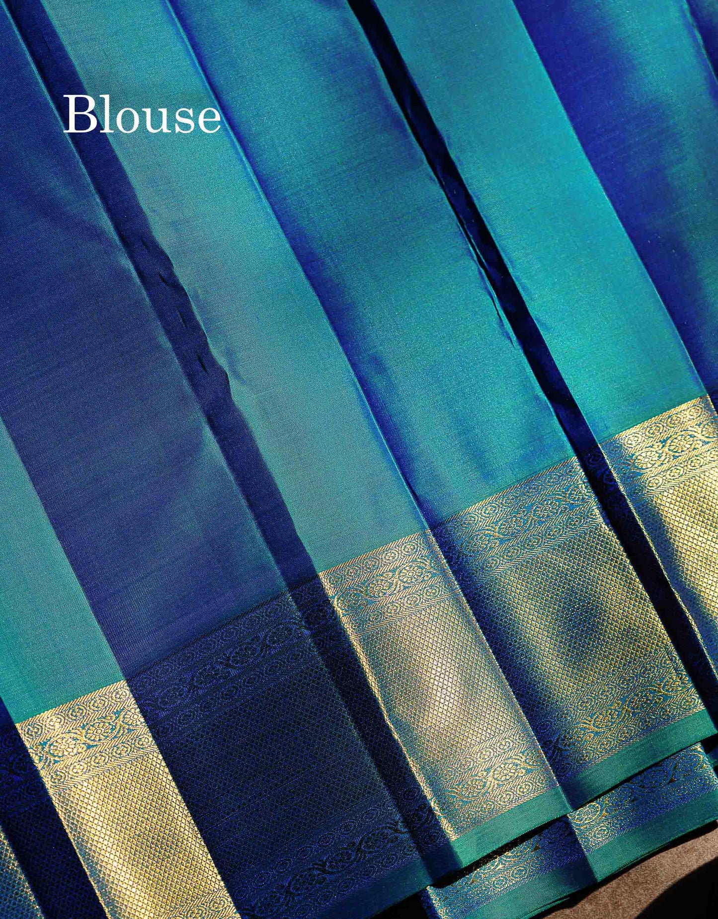 Beautiful Dual Tone Peacock Blue Elephant & Peacock Butta 2G Zari Bridal Pure Kanjivaram Silk Saree With Traditional Border