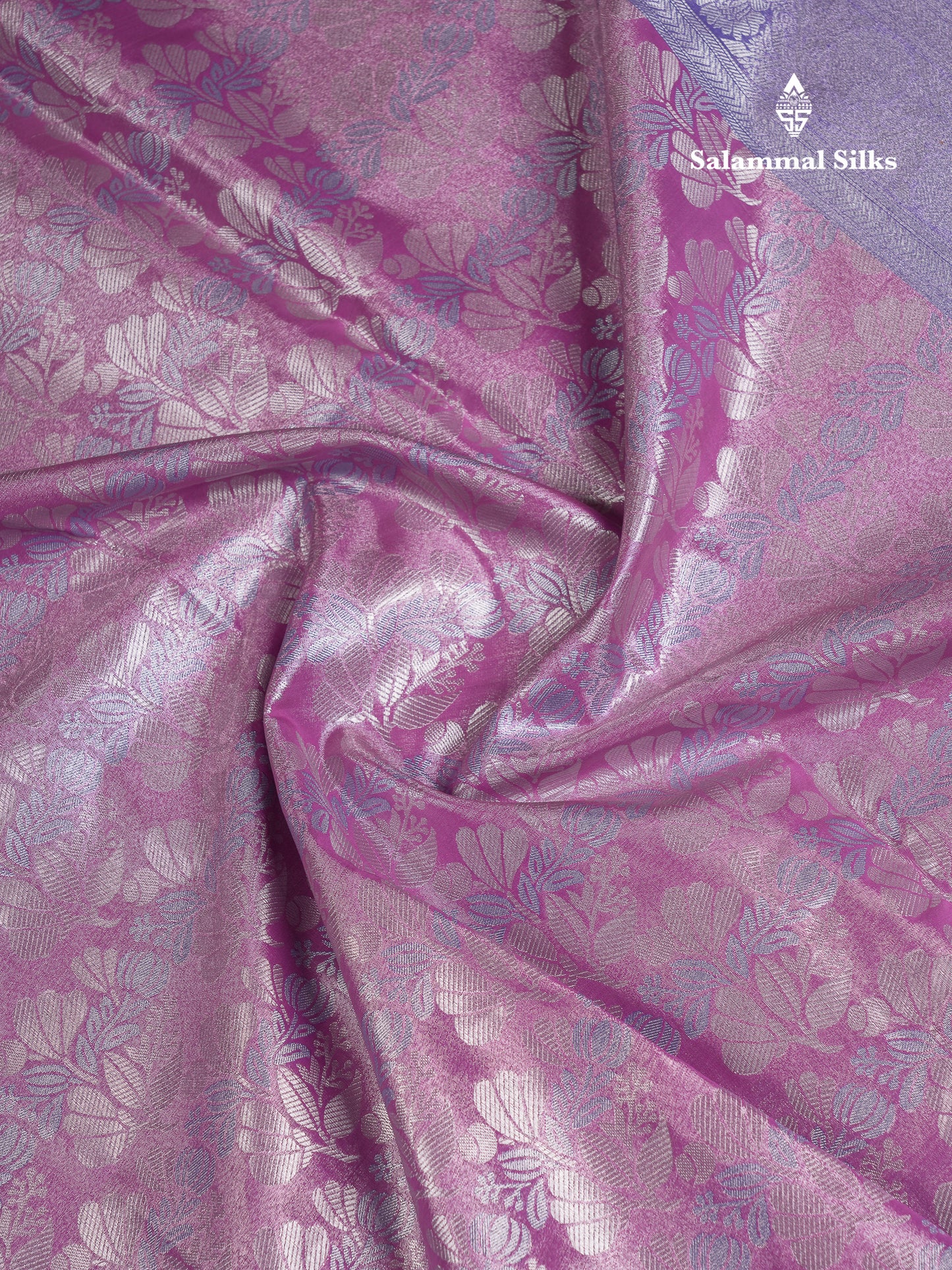Beautiful Light Lavender Tissue Semi Silk Saree With Contrast Pink Blouse