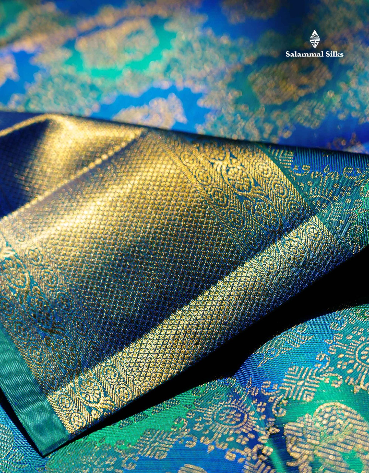 Beautiful Dual Tone Peacock Blue Elephant & Peacock Butta 2G Zari Bridal Pure Kanjivaram Silk Saree With Traditional Border