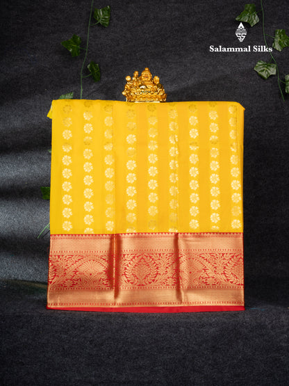 Semi Silk Pattu Pavadai (Yellow) with Chilly Red Blouse 27"