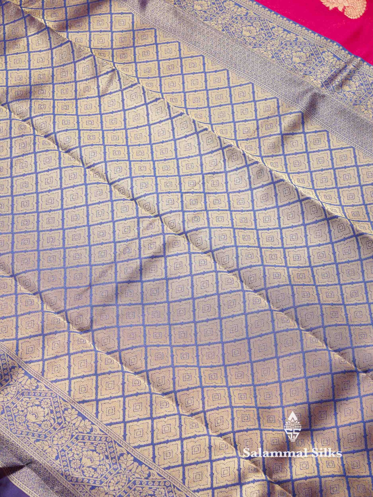 Beautiful Royal Blue Ikkat Semi Silk Fancy Saree With Vadamalli Blouse