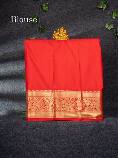 Semi Silk Pattu Pavadai (Yellow) with Chilly Red Blouse 27"