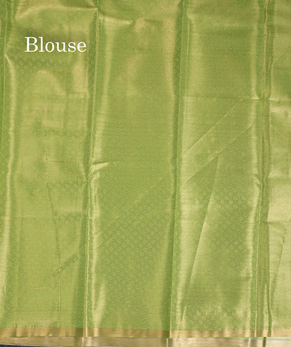 Beautiful Parrot Green Tissue Semi Silk Saree With Fancy Evening Morning Border