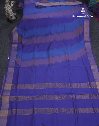 Multicolour Beautiful Semi Silk Cotton Saree With Violet Tissue Border