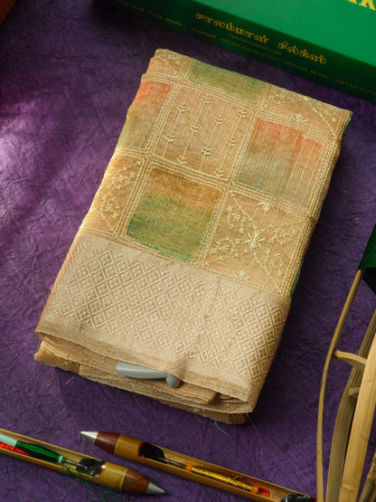 Baby Pink Fancy Tissue Kota Saree With Zari Lines Blouse