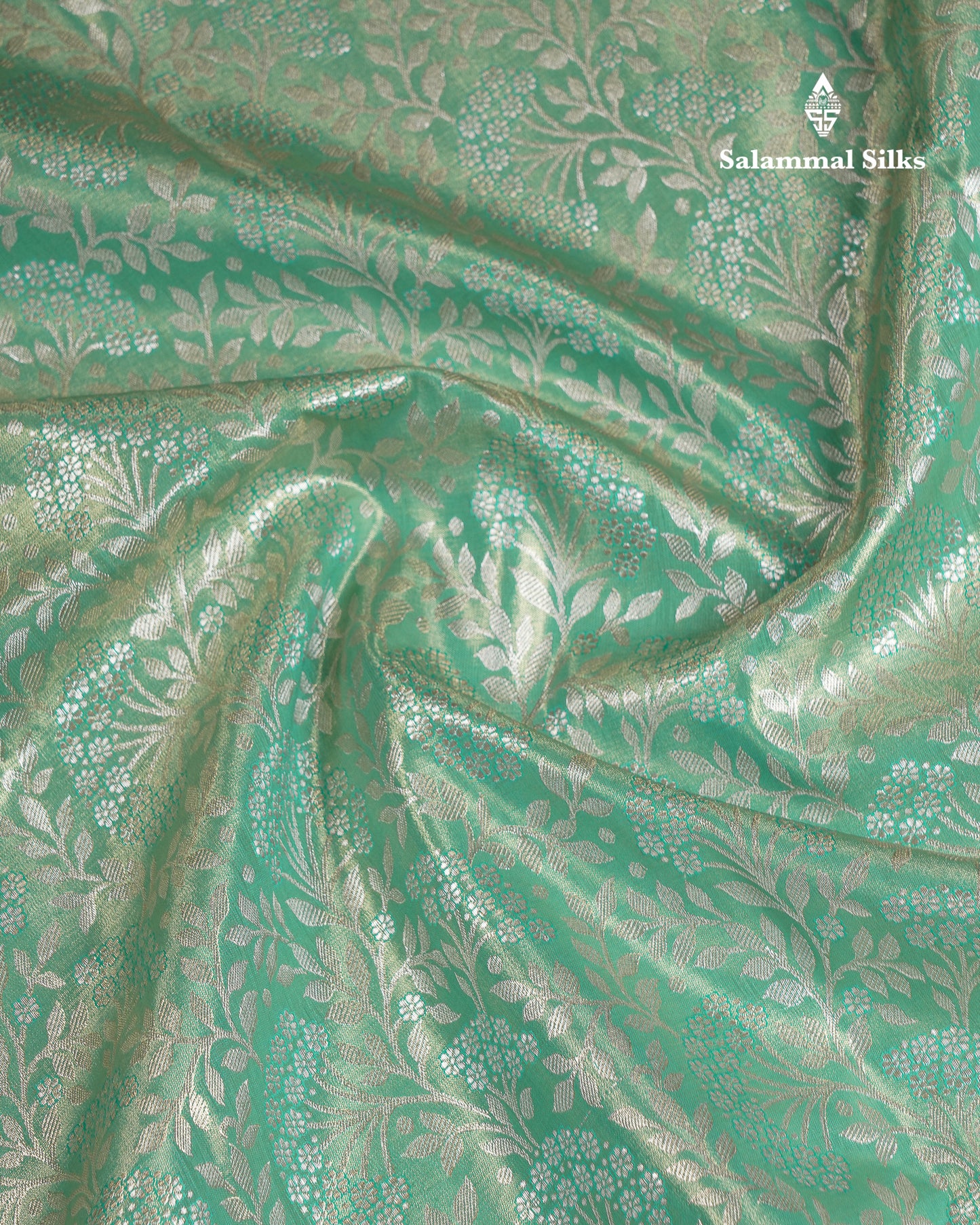 Beautiful Sapphire Green Tissue Semi Silk Saree With Contrast Light Rexona Traditional Evening Morning Border