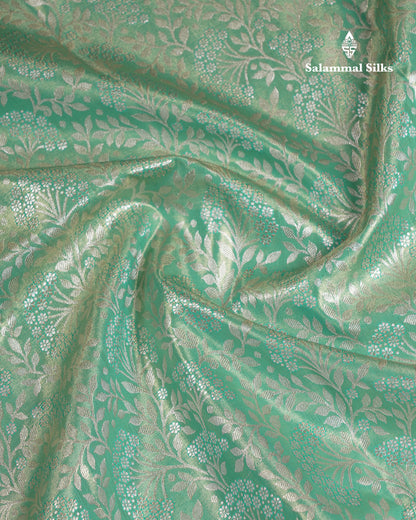 Beautiful Sapphire Green Tissue Semi Silk Saree With Contrast Light Rexona Traditional Evening Morning Border