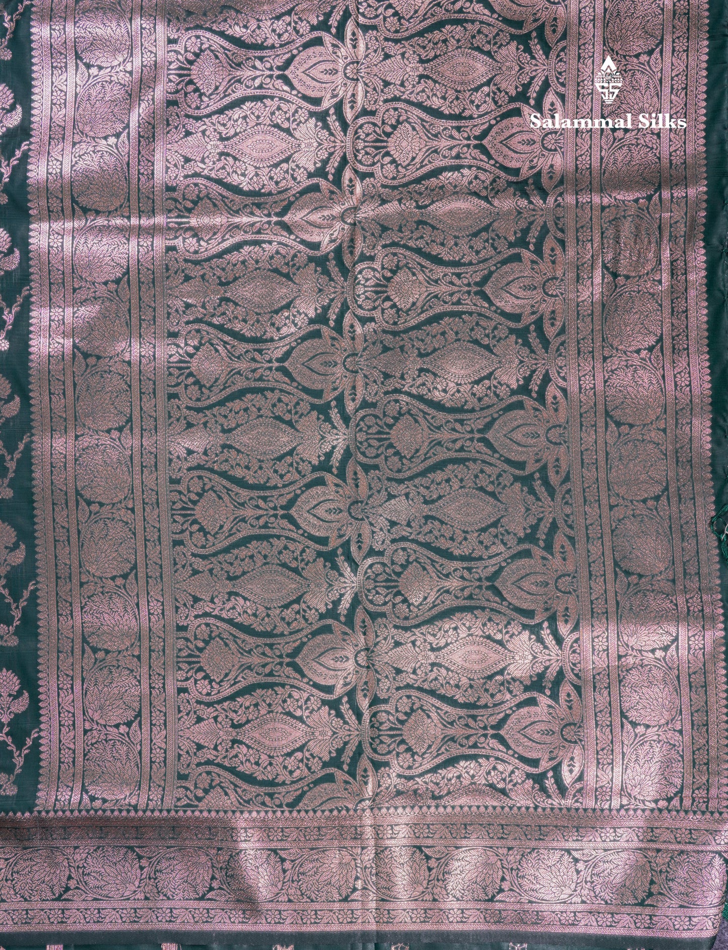 Beautiful Bottle Green Semi Banaras Saree With Fancy Border