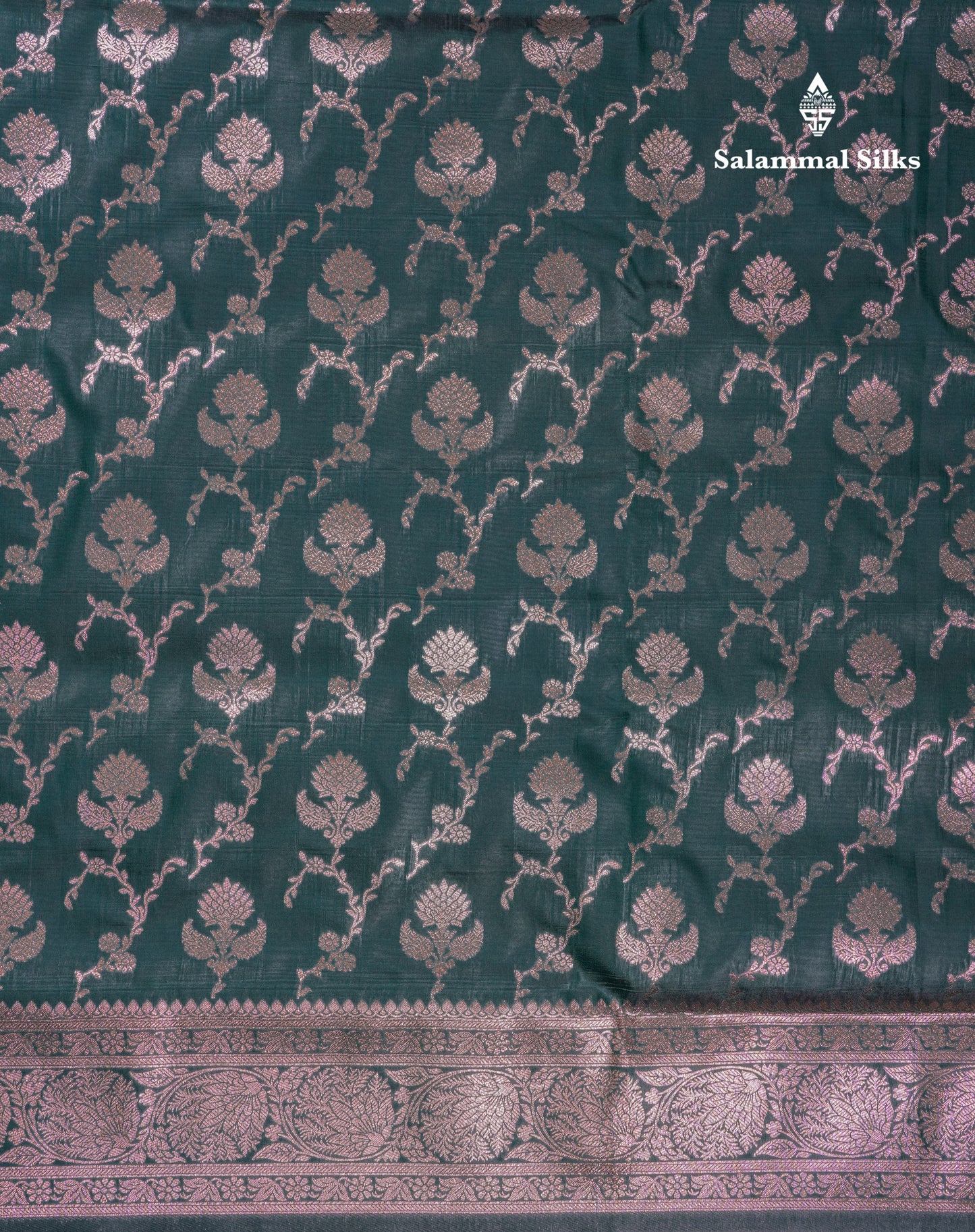 Beautiful Bottle Green Semi Banaras Saree With Fancy Border