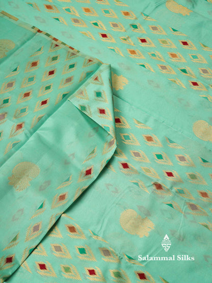 Beautiful Royal Blue Ikkat Semi Silk Fancy Saree With Vadamalli Blouse