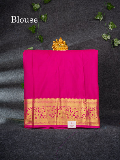 Semi Silk Pattu Pavadai (Green) with Magenta Pink Blouse 27"