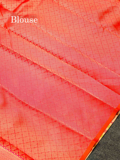 Beautiful Royal Blue Ikkat Semi Silk Fancy Saree With Vadamalli Blouse