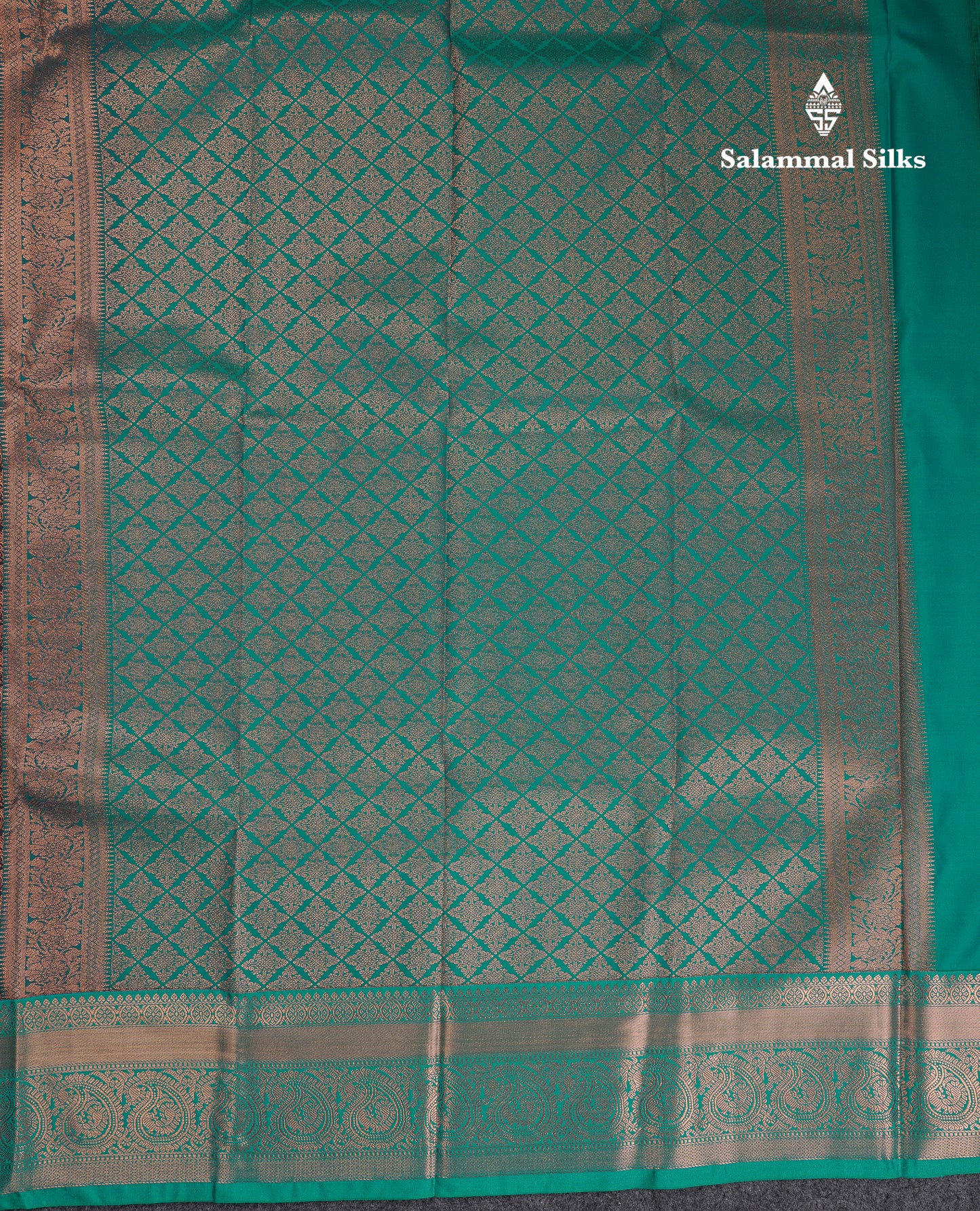 Beautiful Dark Navy Blue Semi Silk Saree With Contrast Peacock Green Traditional Border