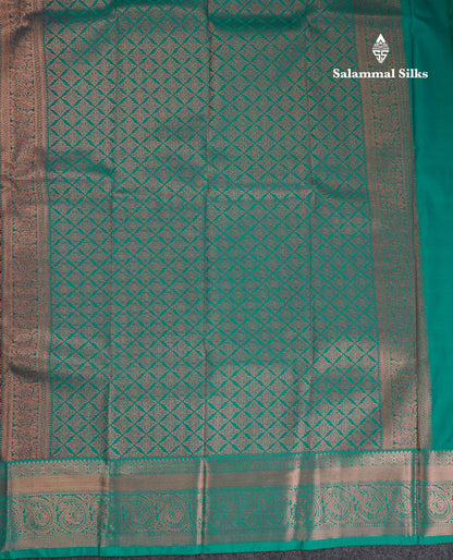 Beautiful Dark Navy Blue Semi Silk Saree With Contrast Peacock Green Traditional Border