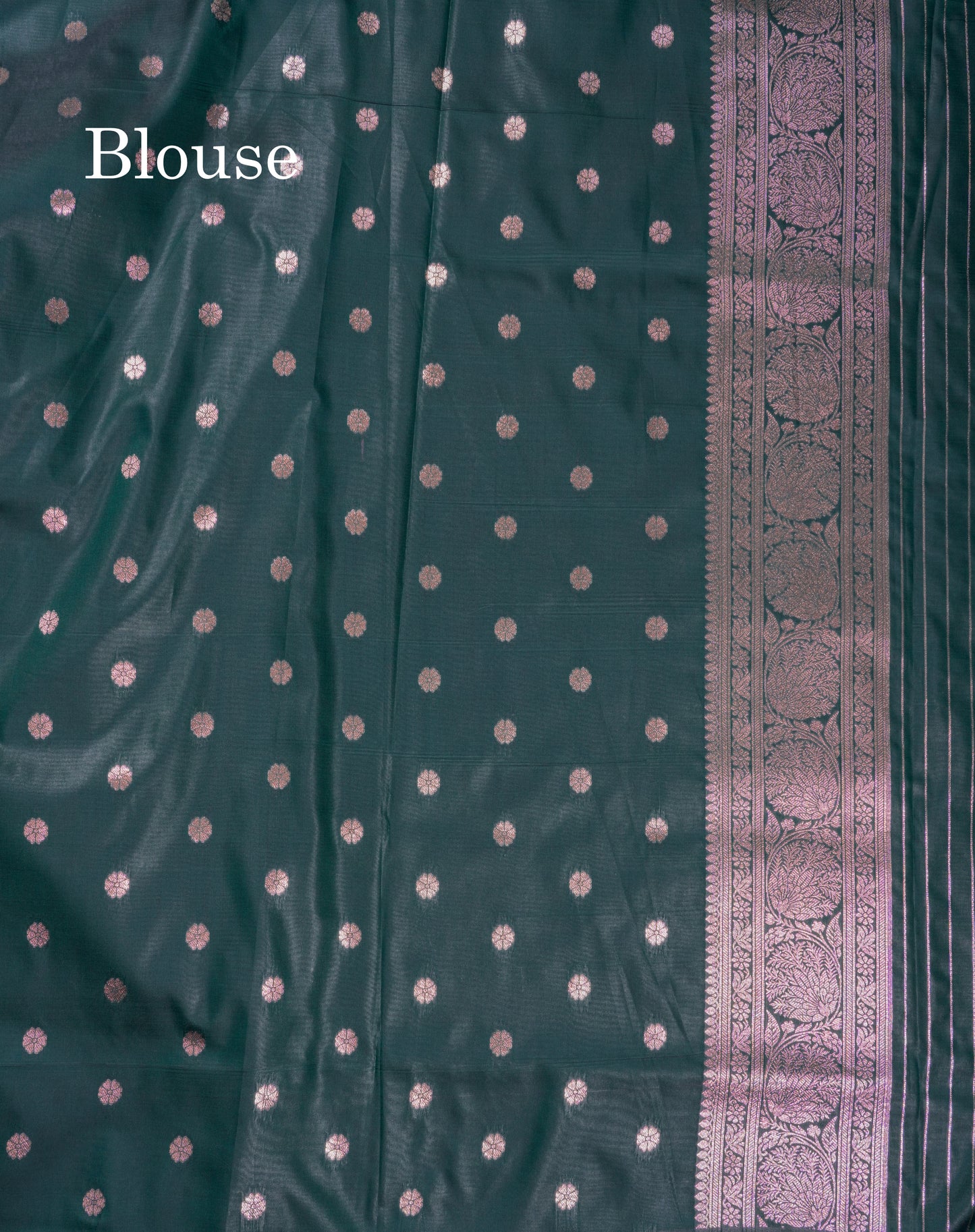 Beautiful Bottle Green Semi Banaras Saree With Fancy Border