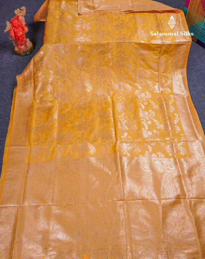 Beautiful Dark Maroon Semi Banaras Saree With Fancy Border