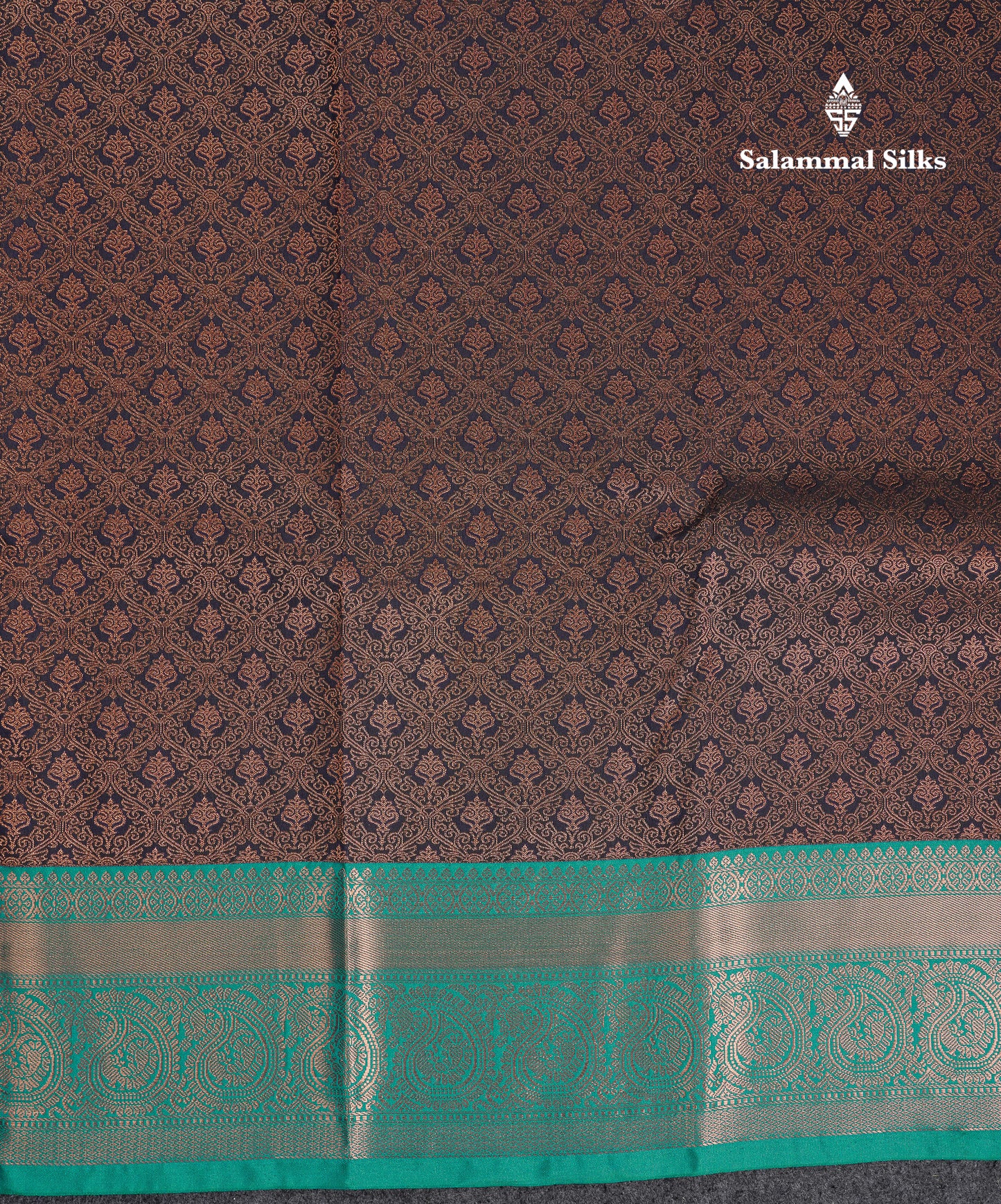 Beautiful Dark Navy Blue Semi Silk Saree With Contrast Peacock Green Traditional Border
