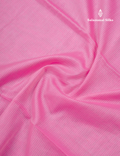 Light Pink Beautiful Horizontal Lines Cotton Mix Fancy Saree With Silver Zari Temple Border