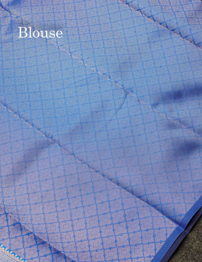 Beautiful Royal Blue Ikkat Semi Silk Fancy Saree With Vadamalli Blouse