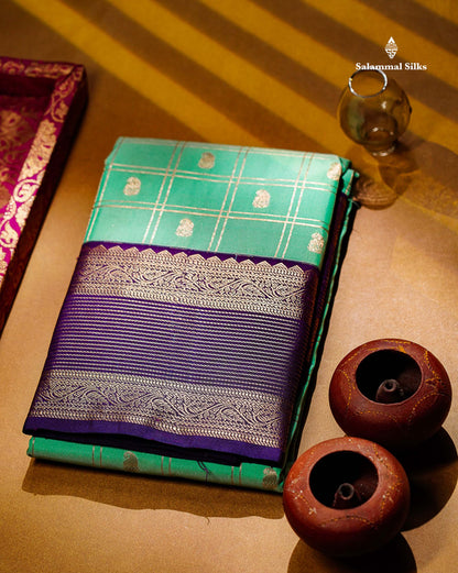 Light Rexona Zari Checks With Mango Butta Semi Silk Saree With Contrast Dark Maroon Traditional Border