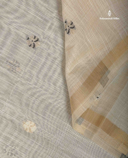 Cotton Mix Saree - Half White Colour Body With Small Ribbon Border