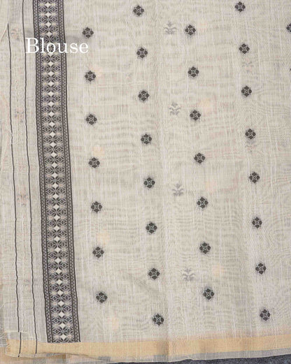 Cotton Mix Saree - Half White Colour Body With Small Ribbon Border