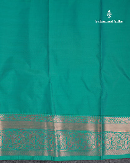 Beautiful Dark Navy Blue Semi Silk Saree With Contrast Peacock Green Traditional Border
