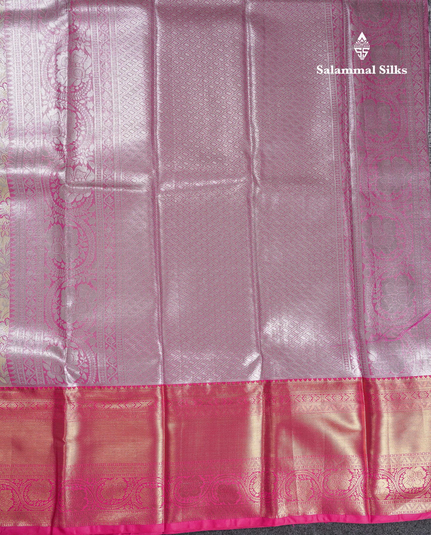 Beautiful Cream Sandal Tissue Semi Silk Saree With Contrast Pink Traditional Evening Morning Border