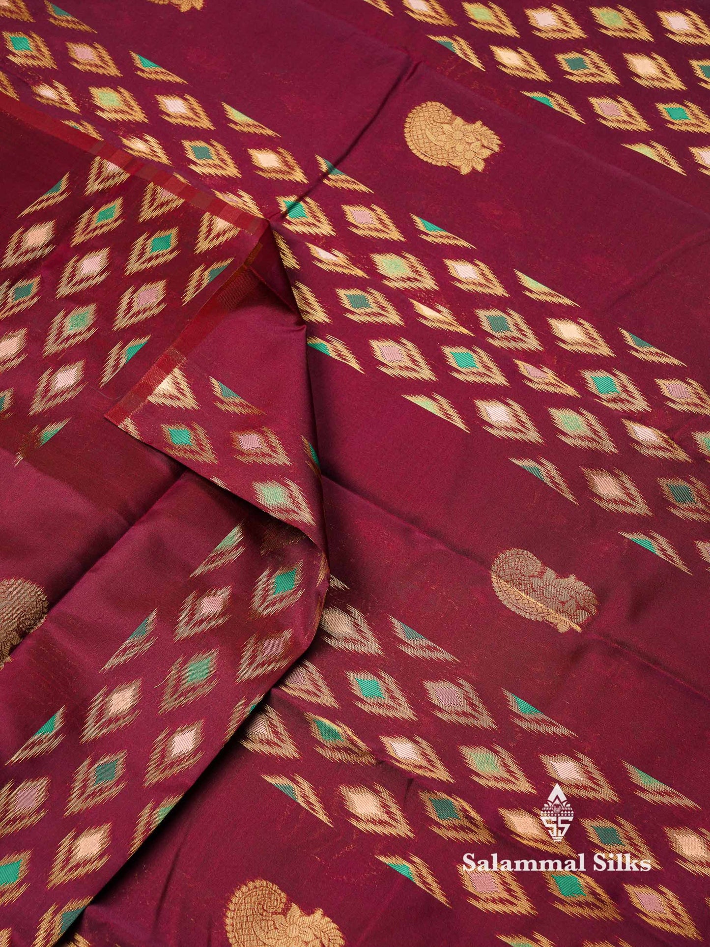 Beautiful Royal Blue Ikkat Semi Silk Fancy Saree With Vadamalli Blouse