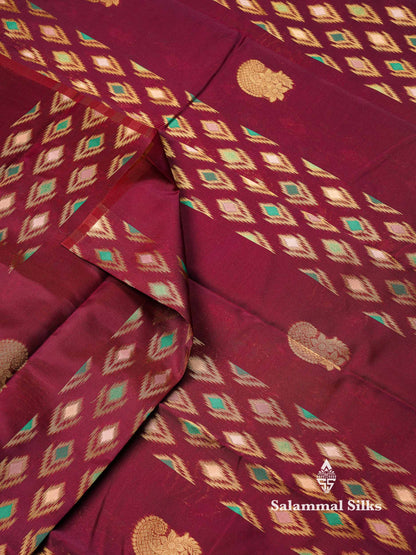 Beautiful Royal Blue Ikkat Semi Silk Fancy Saree With Vadamalli Blouse