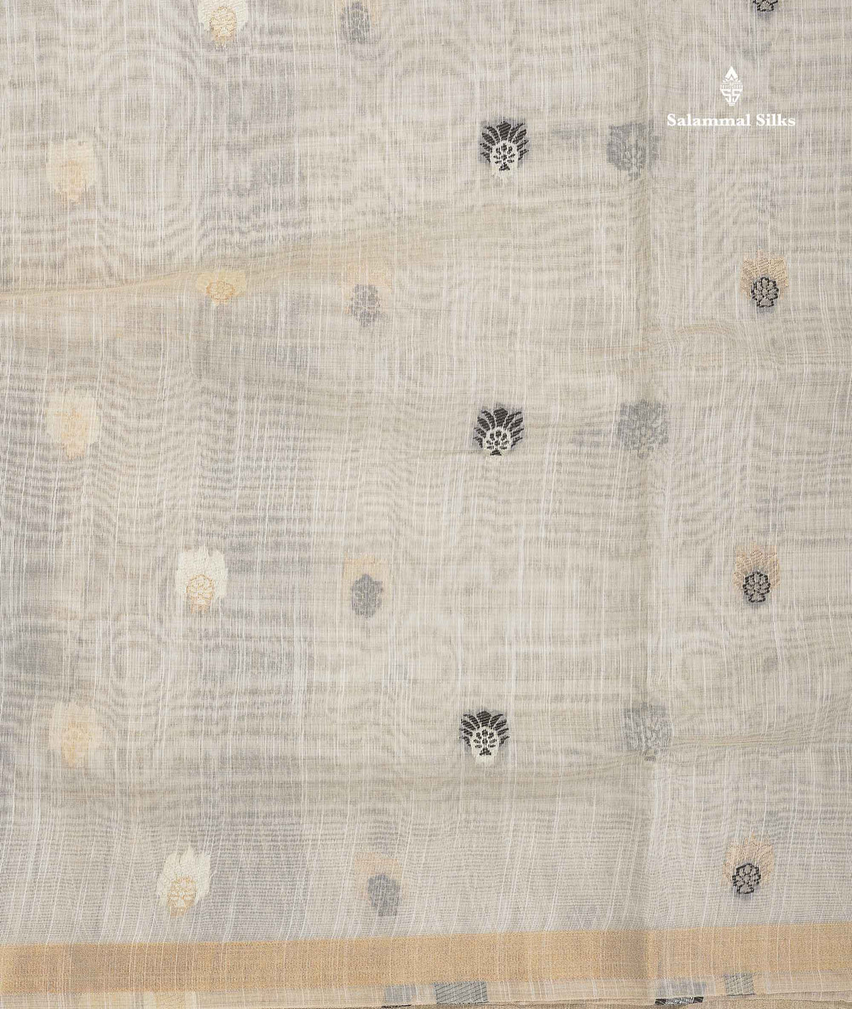 Cotton Mix Saree - Half White Colour Body With Small Ribbon Border