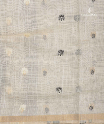 Cotton Mix Saree - Half White Colour Body With Small Ribbon Border