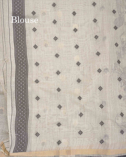 Cotton Mix Saree - Half White Colour Body With Small Ribbon Border