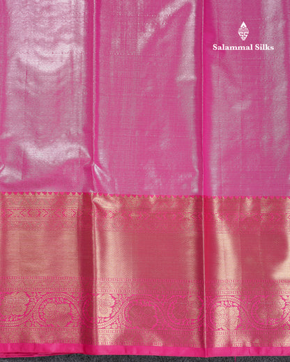 Beautiful Cream Sandal Tissue Semi Silk Saree With Contrast Pink Traditional Evening Morning Border