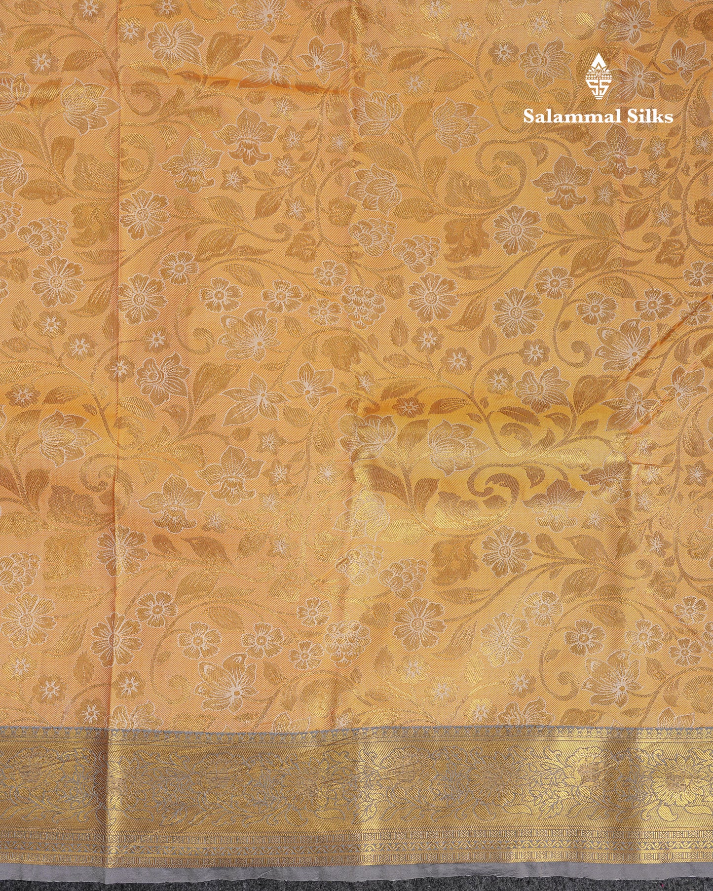 Beautiful Dual Tone Sandal Semi Silk Saree With Contrast Grey Traditional Medium Border