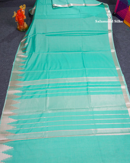 Rexona Beautiful Horizontal Lines Cotton Mix Fancy Saree With Silver Zari Temple Border