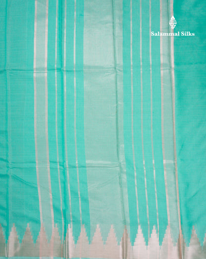 Rexona Beautiful Horizontal Lines Cotton Mix Fancy Saree With Silver Zari Temple Border