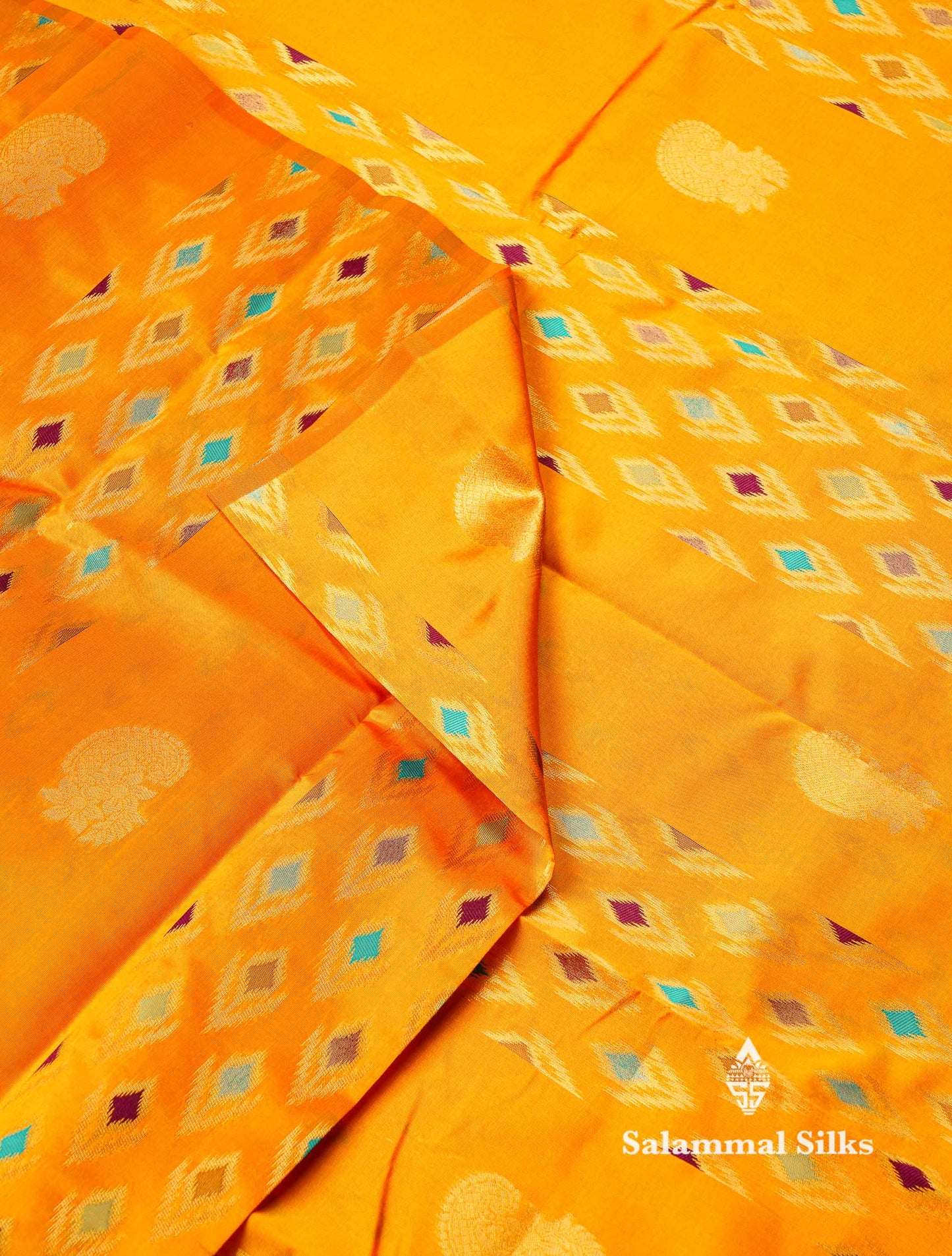 Beautiful Royal Blue Ikkat Semi Silk Fancy Saree With Vadamalli Blouse