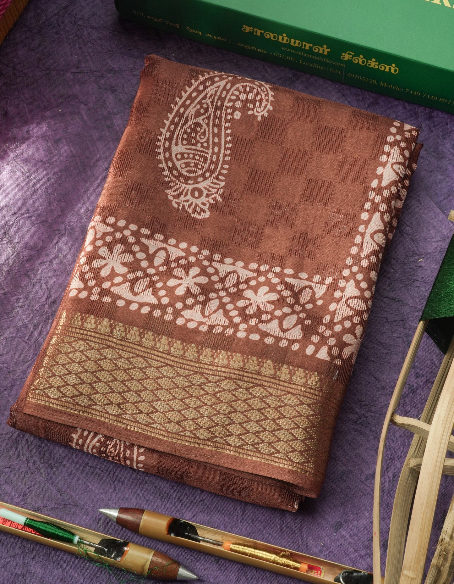 Pastel Violet Semi Dola Fancy Saree Printed Design With Traditional Zari Border