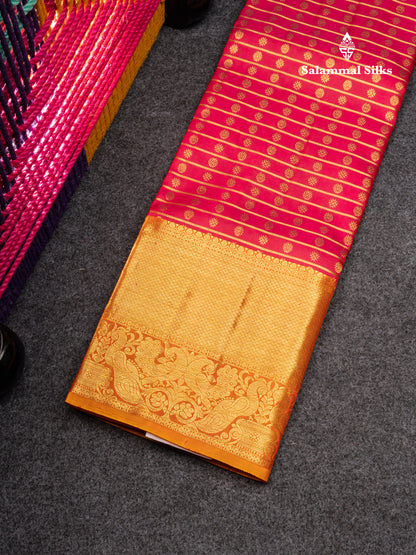 Pure Silk Pattu Pavadai (Violet) With Olive Mustard Yellow Blouse 27"