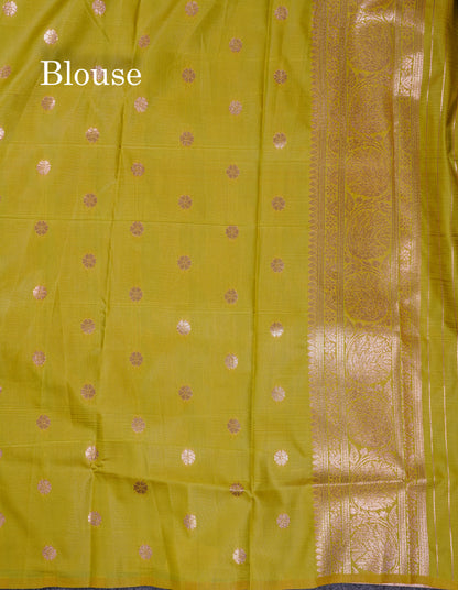 Beautiful Bottle Green Semi Banaras Saree With Fancy Border