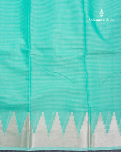 Rexona Beautiful Horizontal Lines Cotton Mix Fancy Saree With Silver Zari Temple Border