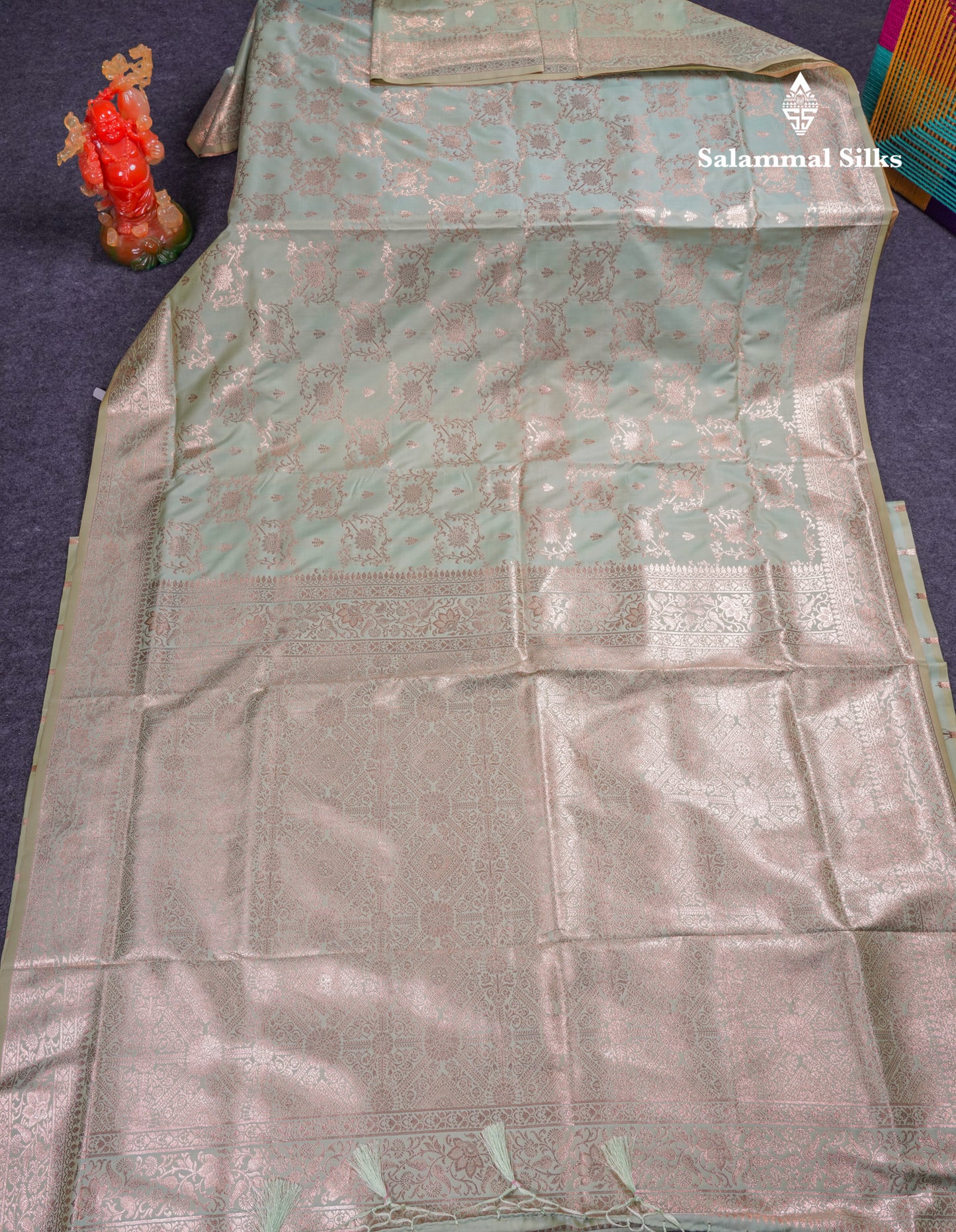 Beautiful Dark Maroon Semi Banaras Saree With Fancy Border
