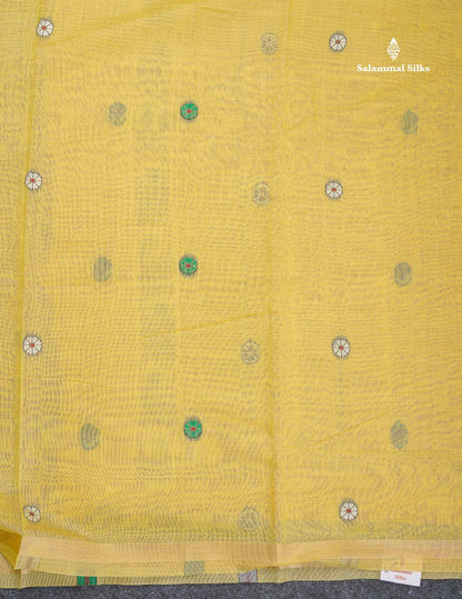 Cotton Mix Saree - Beige Colour Body & Thread Work Buttas With Blouse